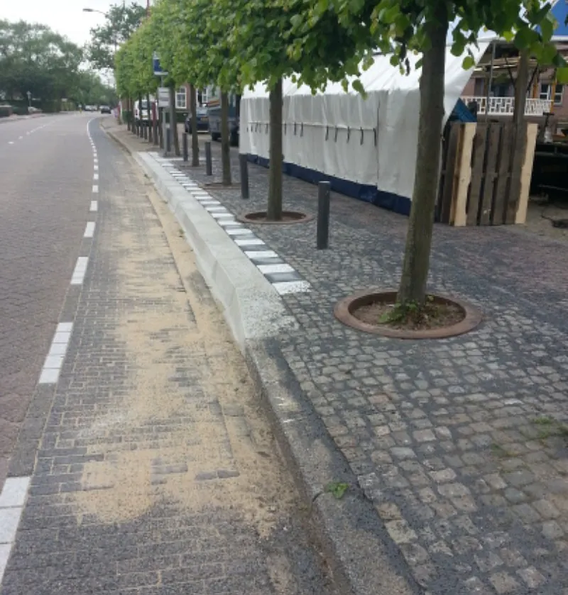 Een fietspad waar werkzaamheden zijn verricht.